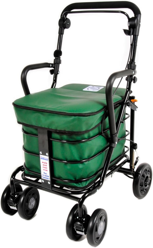 Walking Shopping Trolley Seat Foldable Mobility Cart Stable Wheels
