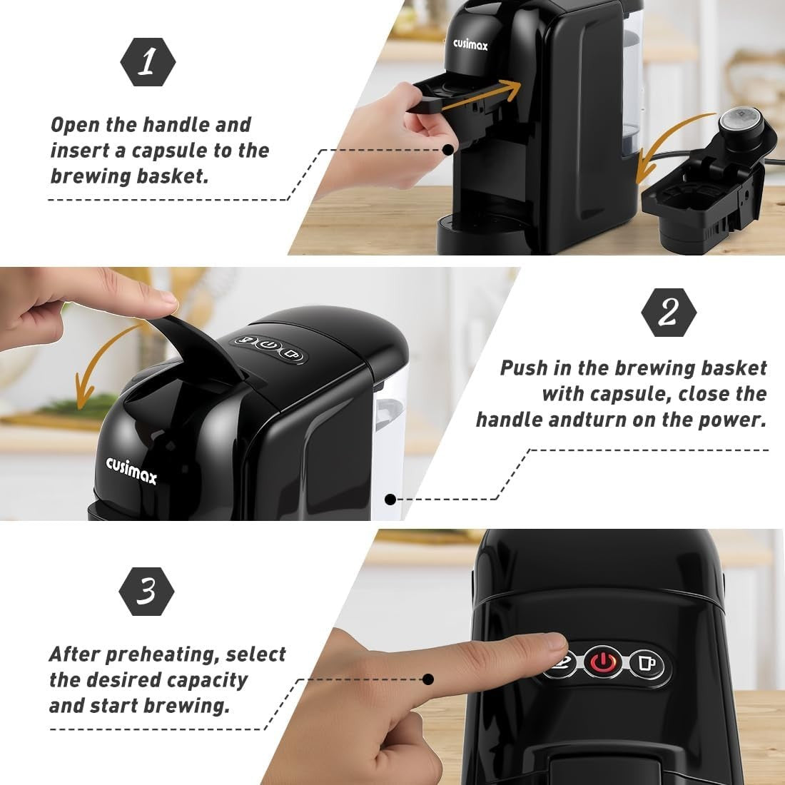 19Bar Pod Coffee Machine Compact 1450W Fast Heat-Up Dual Pod System Black