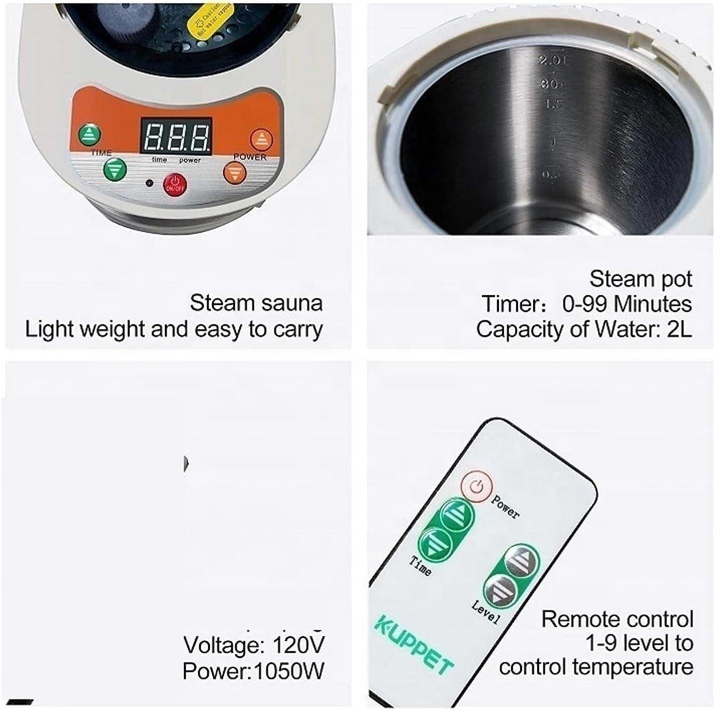 2L Portable Sauna Steam Generator Home Spa Machine Detox Relaxation Remote