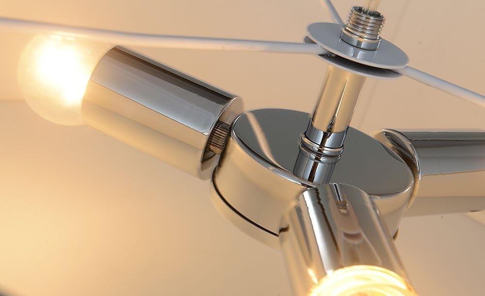 Modern White Drum Ceiling Light 3 Bulb Fabric Pendant Flush Mount