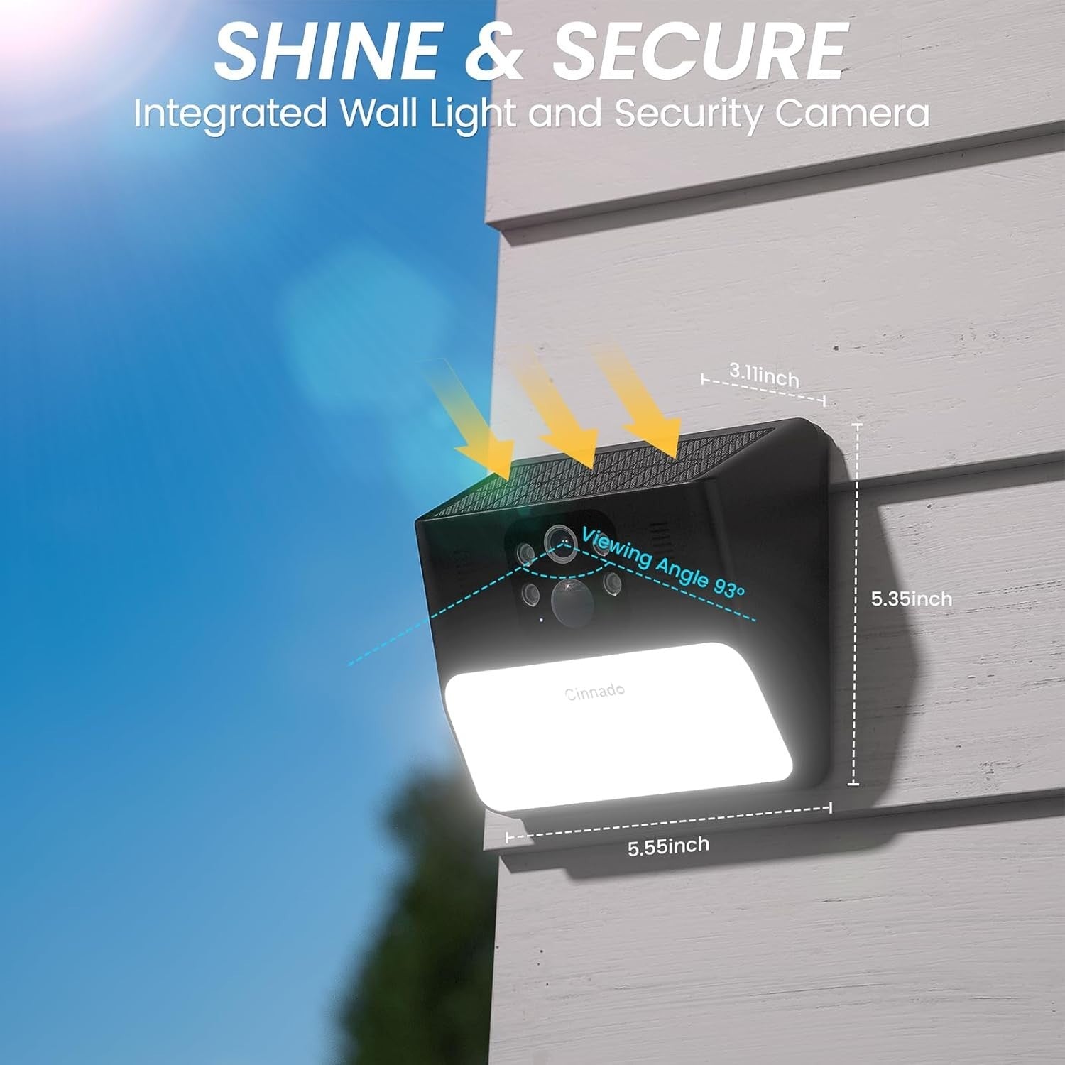 Solar Wall Light Security Camera 2K Wireless Outdoor PIR Night Vision