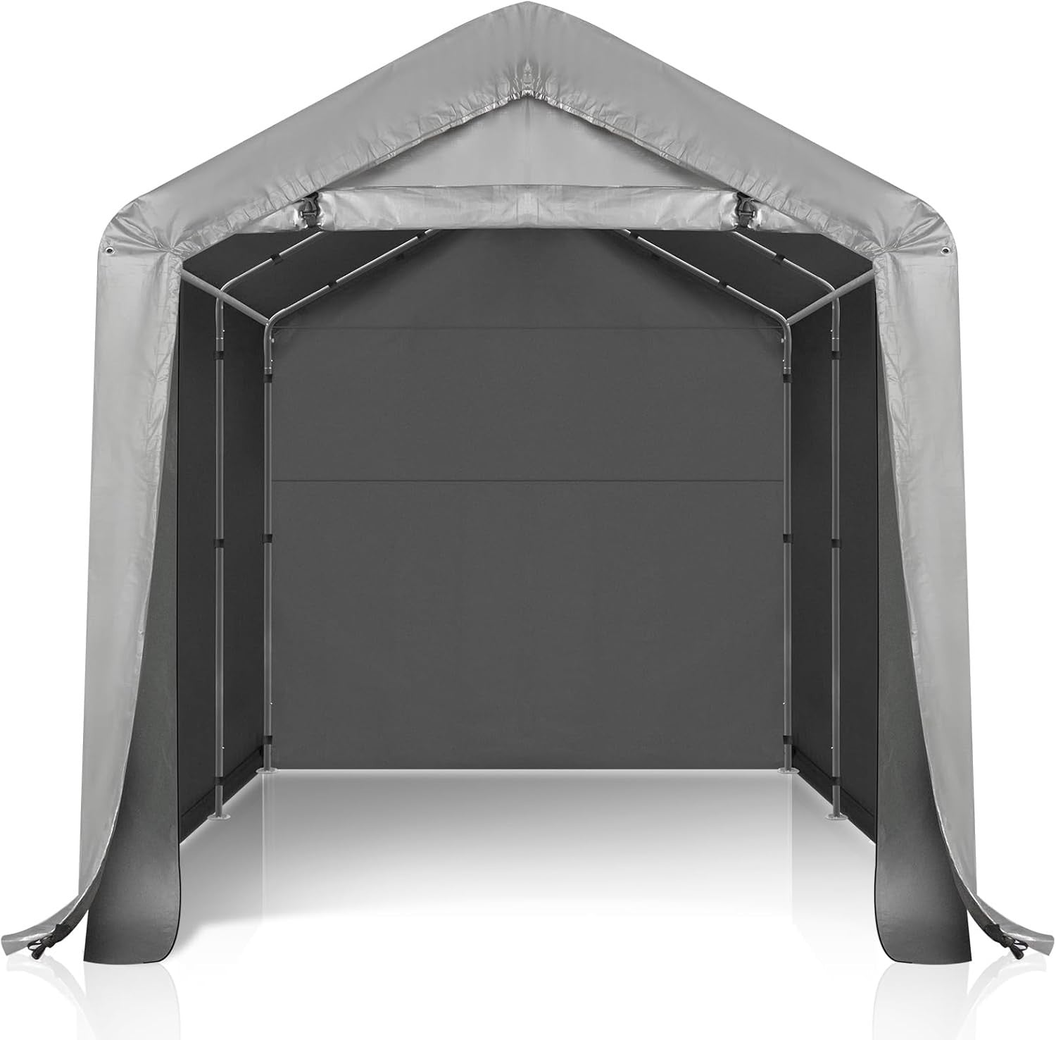 Outdoor Storage Shed Tent 8x8FT Waterproof PE Shelter with Steel Frame & Door