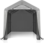 Outdoor Storage Shed Tent 8x8FT Waterproof PE Shelter with Steel Frame & Door
