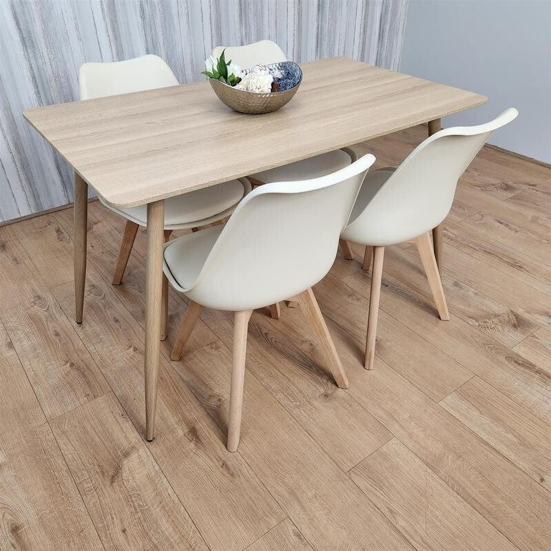 Modern Dining Table Set with 4 Chairs Wood Legs Kitchen Room Cafe