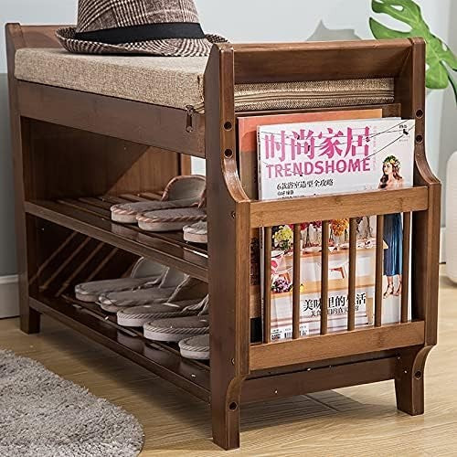 Natural Bamboo Shoe Bench with Drawer 3-Tier Entryway Storage Seat Organizer