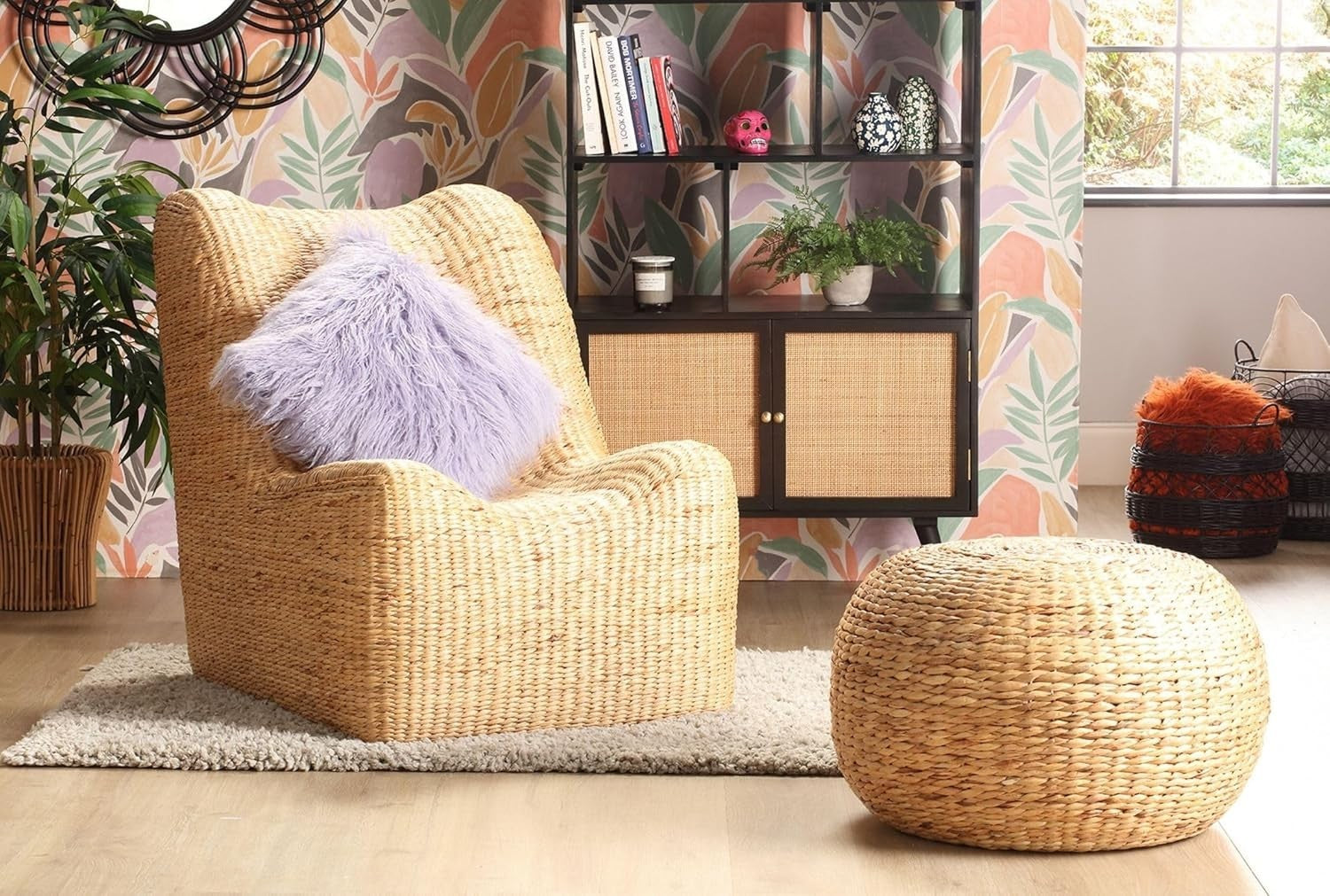 Luxury Rattan Statement Chair Indoor Woven Occasional Chair Modern Armchair