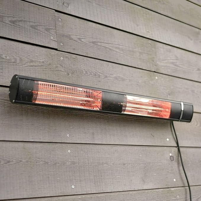 Wall Mounted Outdoor Electric Patio Heater 3000W IP44 Black Slimline