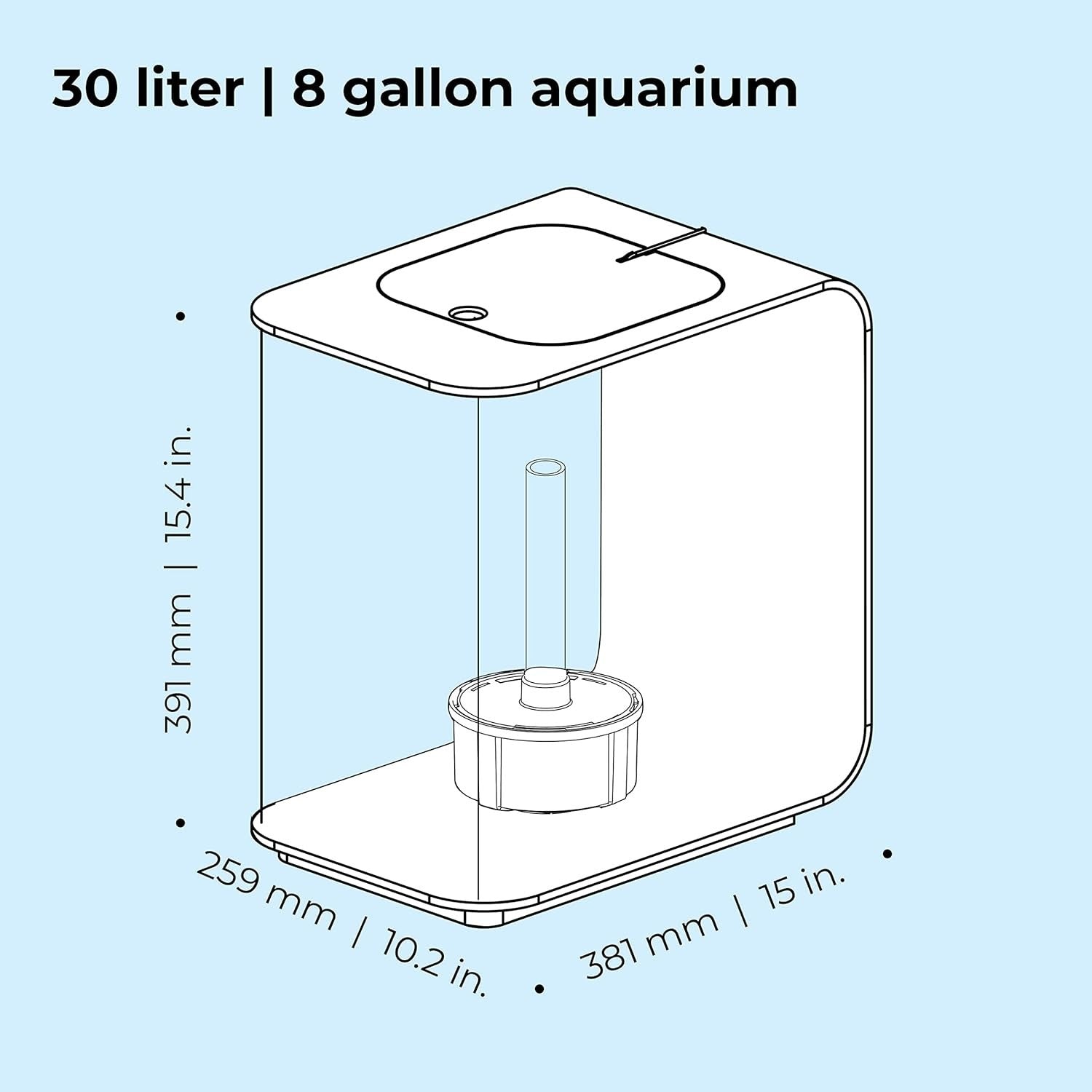 30L Acrylic Aquarium Tank with LED, Filter, Pump & Air Stone - White