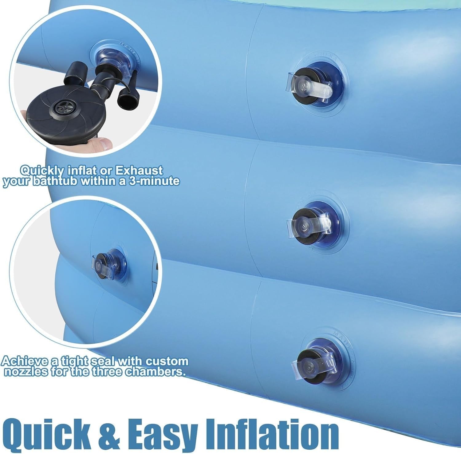 Inflatable Adult Bath Tub Foldable Portable Soaking Tub with Electric Pump 160cm