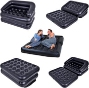 Double Inflatable Sofa Bed Plush Air Couch 198x138x62cm Foldable
