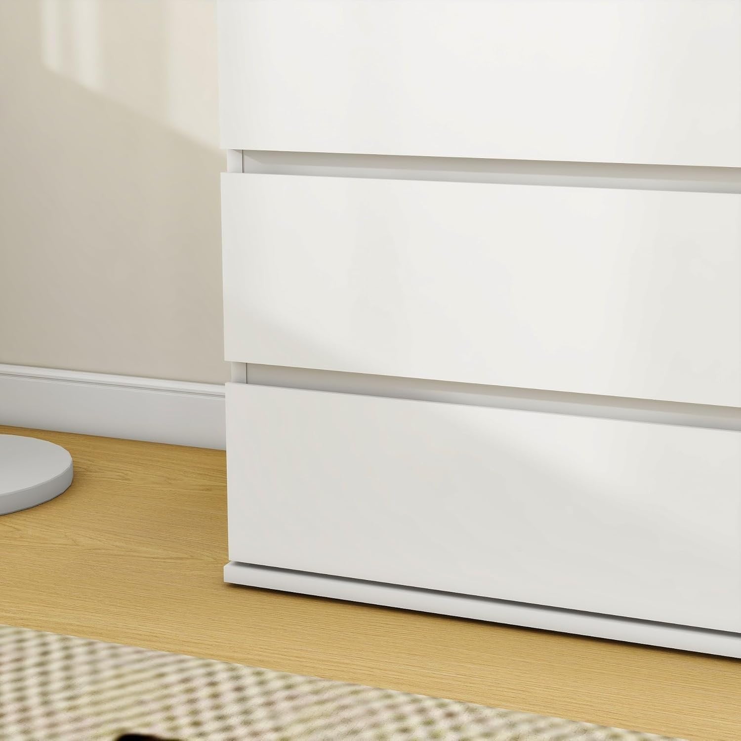 Modern White 4-Drawer Chest Organizer | Sleek No Handle Tall Dresser Unit