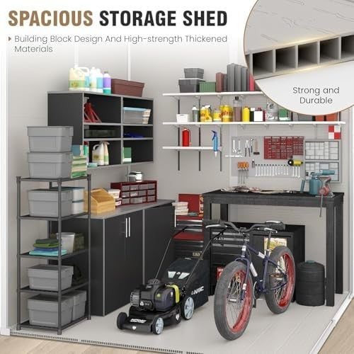 Outdoor 6x6ft Resin Garden Shed Lockable Storage for Bikes & Tools
