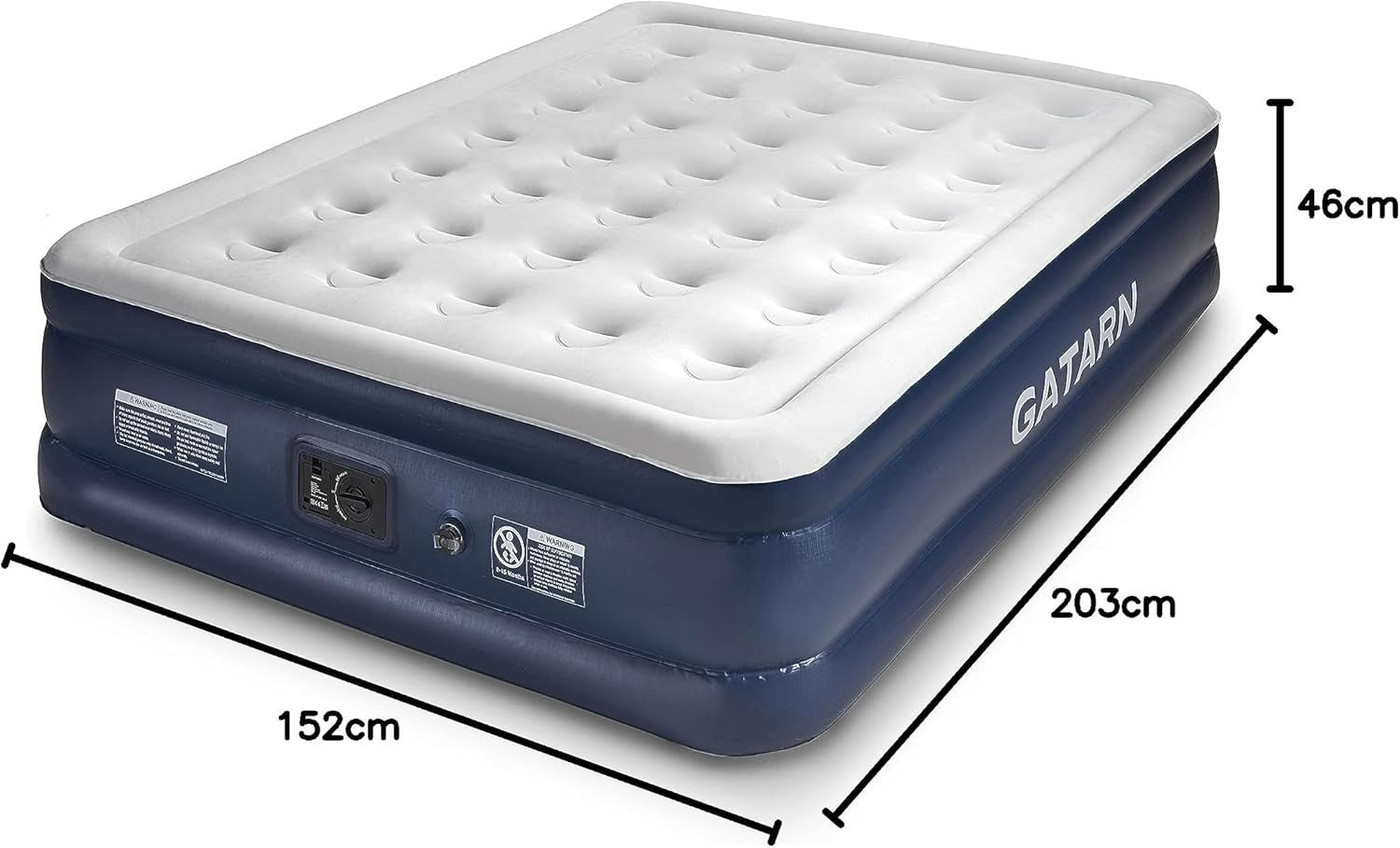 King Inflatable Air Bed w Electric Pump 46cm Raised Guest Camping Mattress