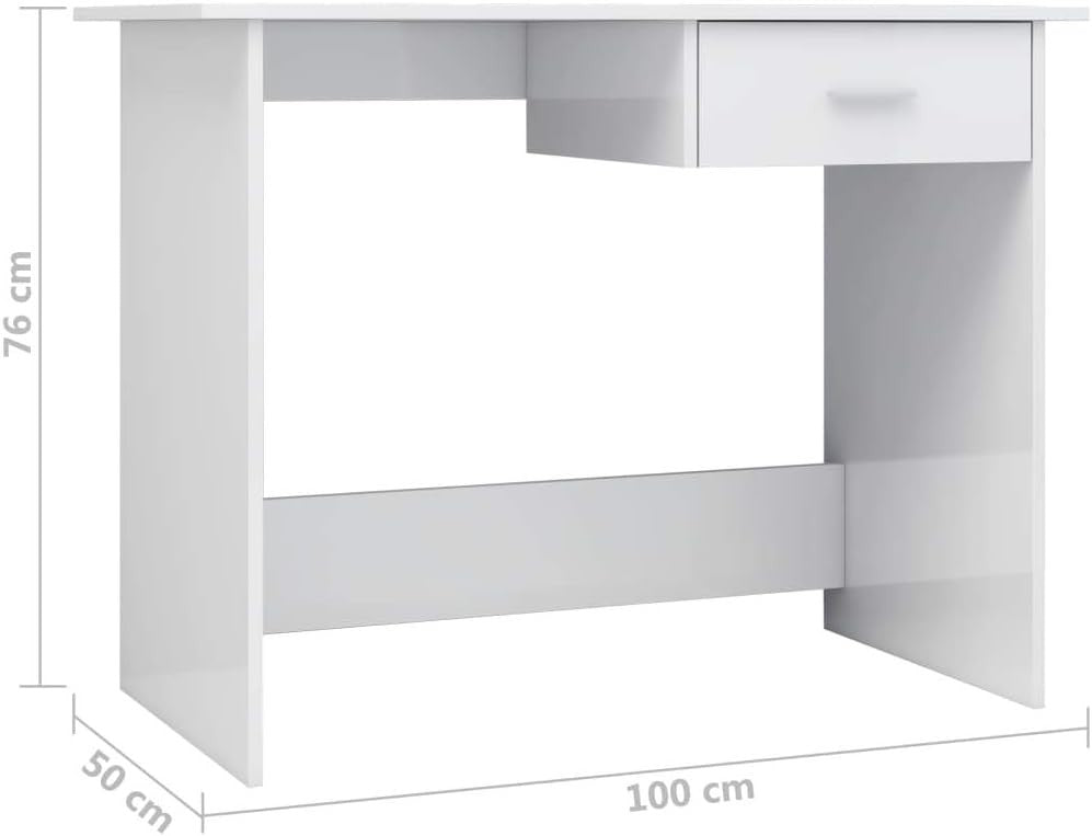 Modern White Office Desk 100x50cm Computer Workstation with Storage Drawer