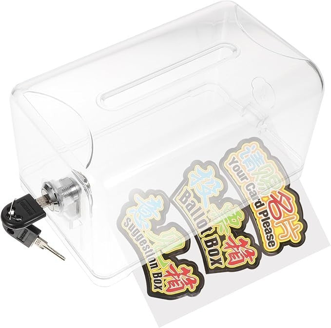 Clear Acrylic Donation Box with Lock – Secure Ballot Fundraising Suggestion Drop