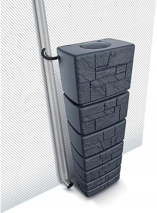 350L Wall-Mounted Plastic Water Butt with Connection Kit – Anthracite