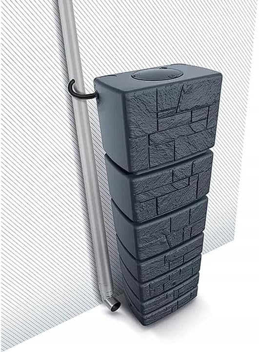 350L Wall-Mounted Plastic Water Butt with Connection Kit – Anthracite
