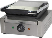 Commercial Electric Panini Press Grill Temperature Control Ribbed Flat