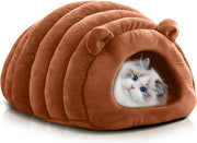 Cat Cave Bed 2 in 1 Semi Closed Pet House Soft Sleeping Bag Anti Slip