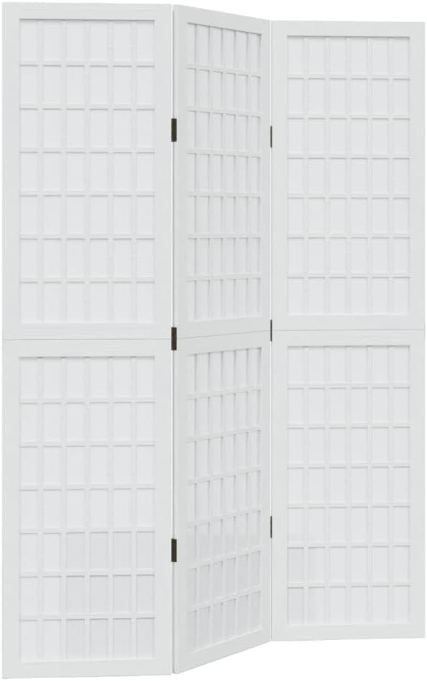 3 Panel Folding Room Divider White Wooden Privacy Screen 110x160cm Home