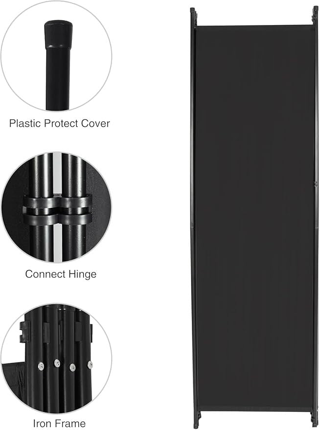 4-Panel 6.68FT Folding Room Divider Black Privacy Screen Partition Wall