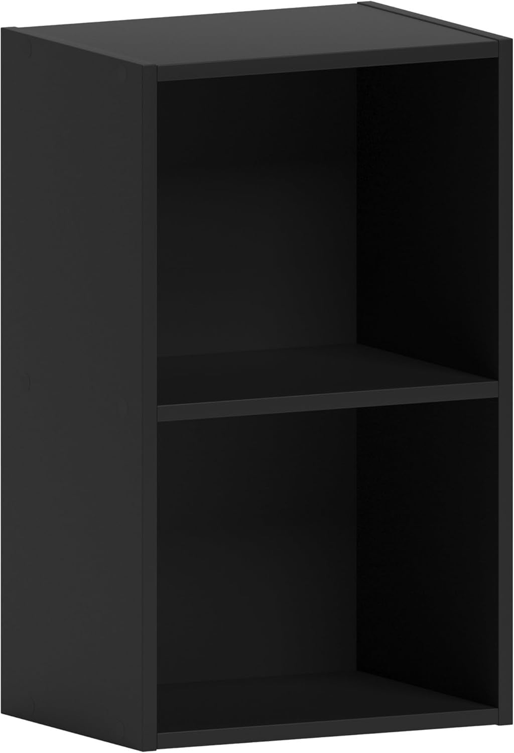 2 Tier Black Wooden Cube Bookcase Small Storage Shelf for Living Room Office
