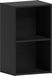2 Tier Black Wooden Cube Bookcase Small Storage Shelf for Living Room Office
