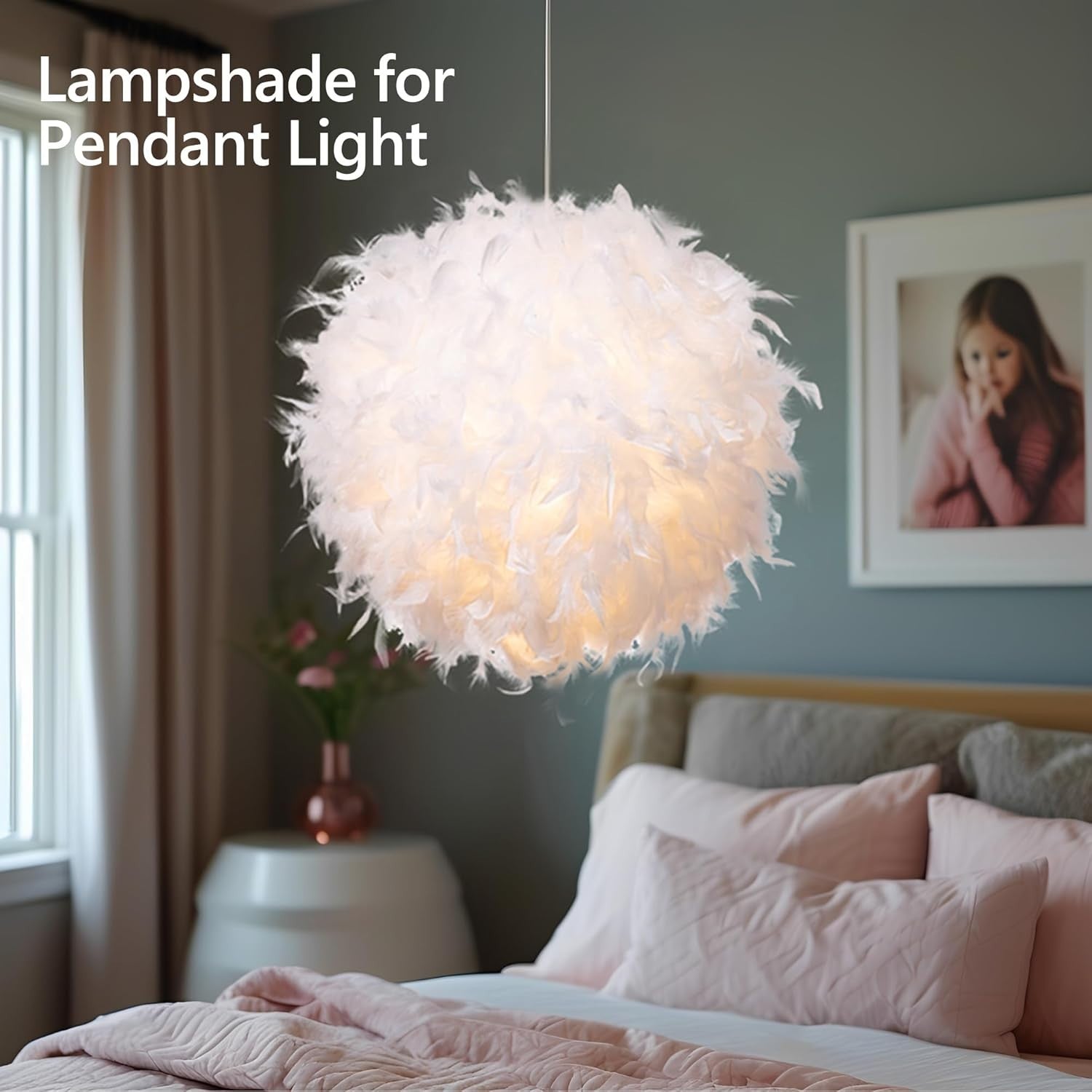 50cm White Feather Lampshade Ceiling Pendant Floor Table Light Shade