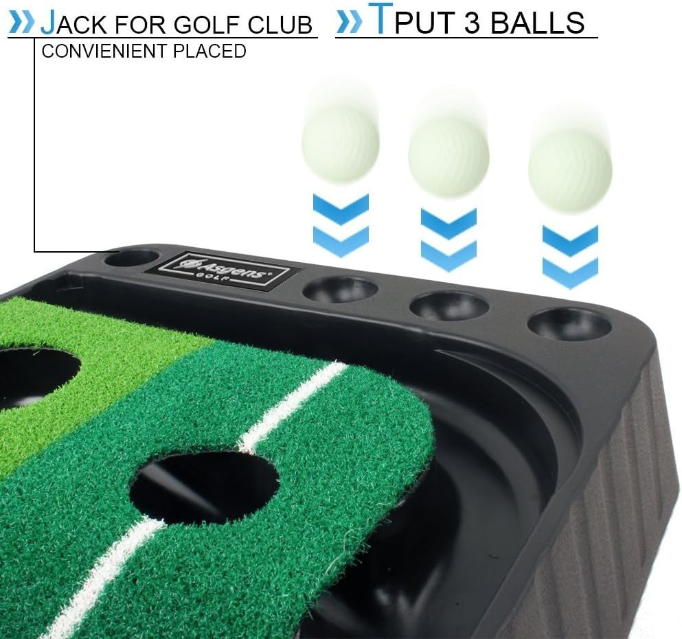 Indoor Golf Putting Mat 9.8ft Automatic Ball Return Practice Green Set