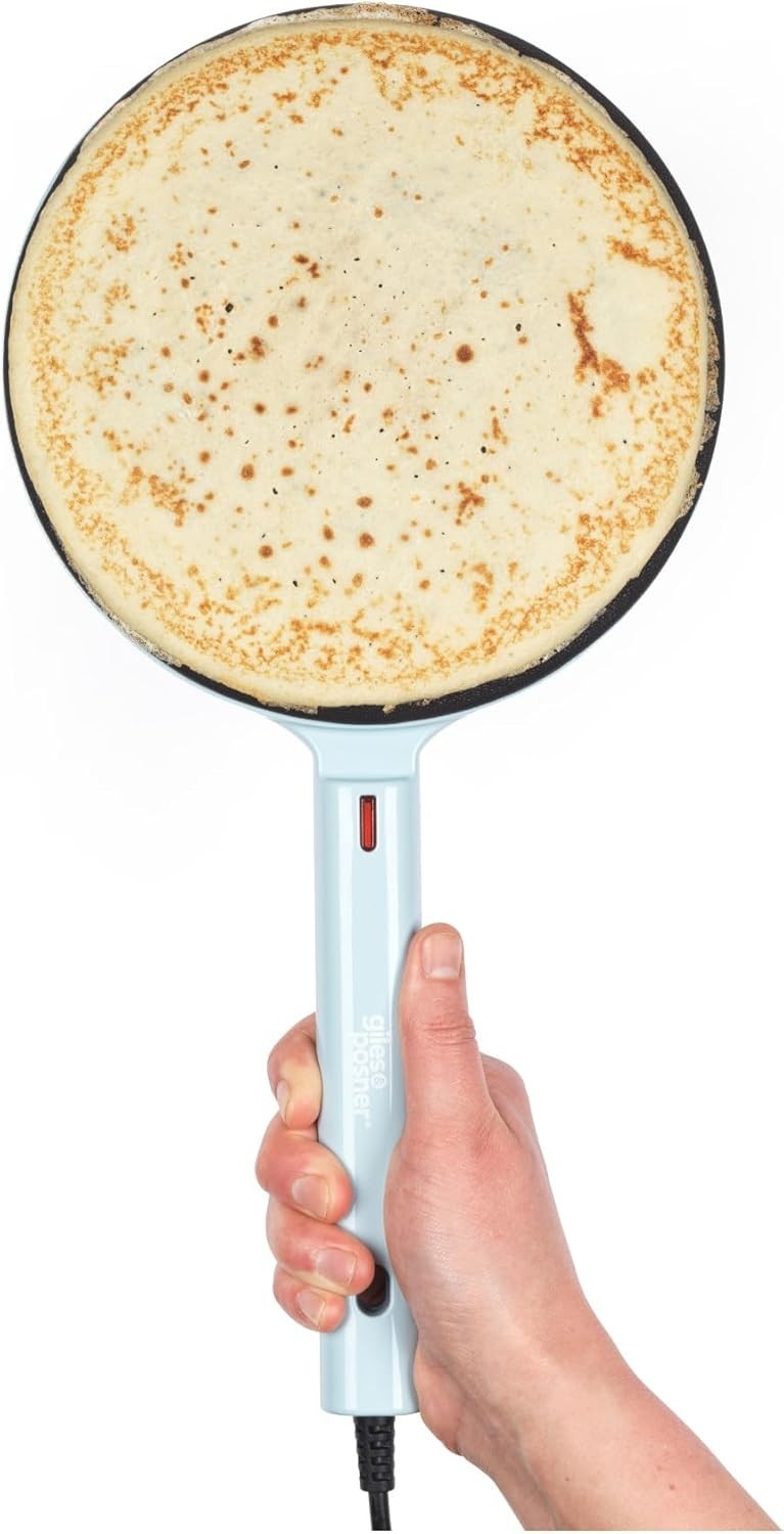 600W Handheld Pancake Crepe Maker 20cm Non-Stick Plate with Tray Blue