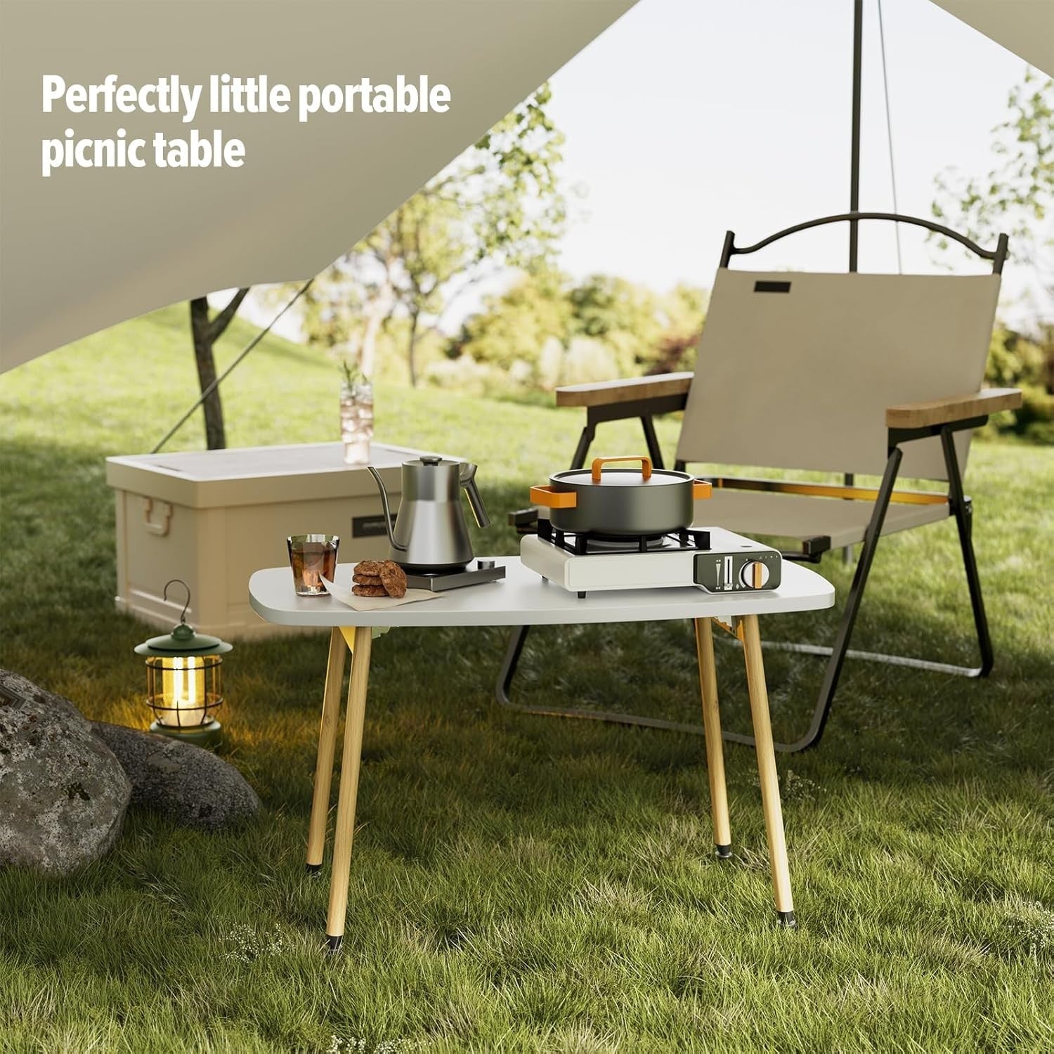 Portable Folding Coffee Table White for Small Spaces, Modern 80x40cm