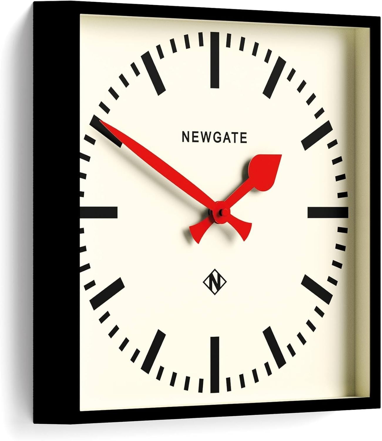 Retro Wall Clock 40cm Silent Square Black Dial Red Hands Office Home Decor