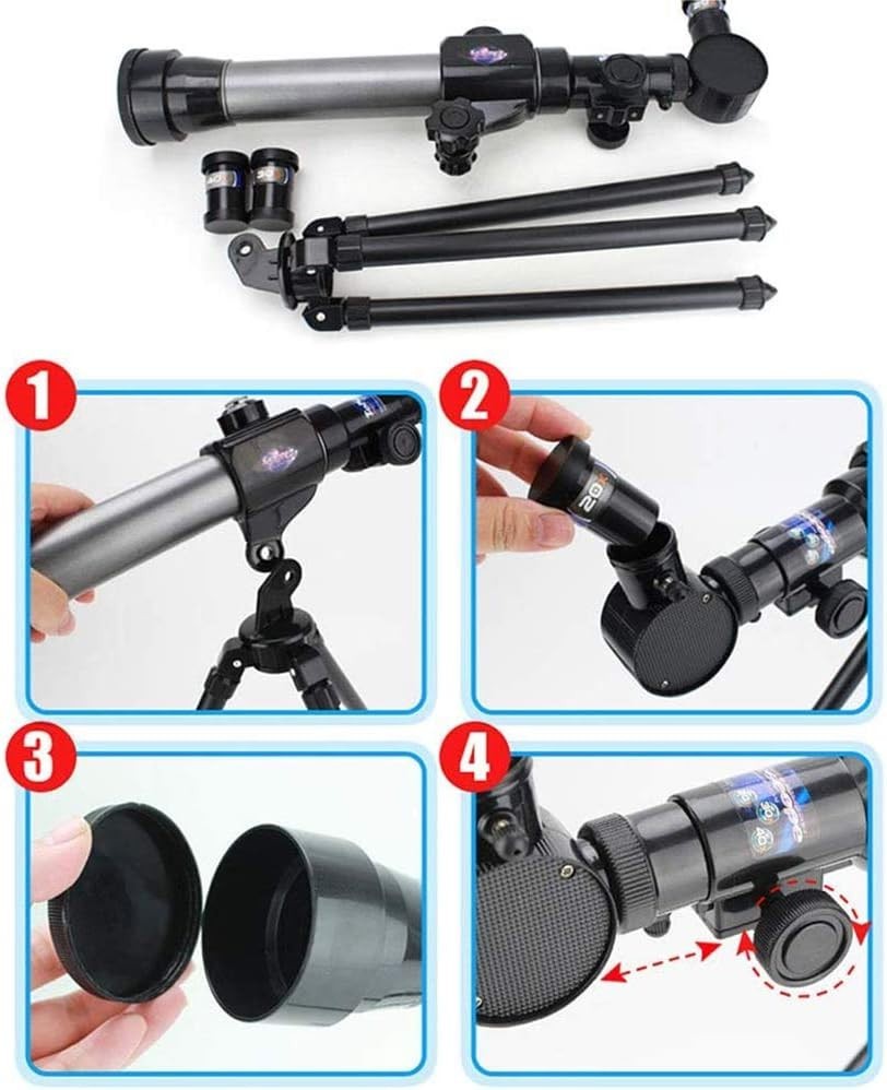 60mm HD Refractor Telescope Kids Beginners with Tripod Assorted