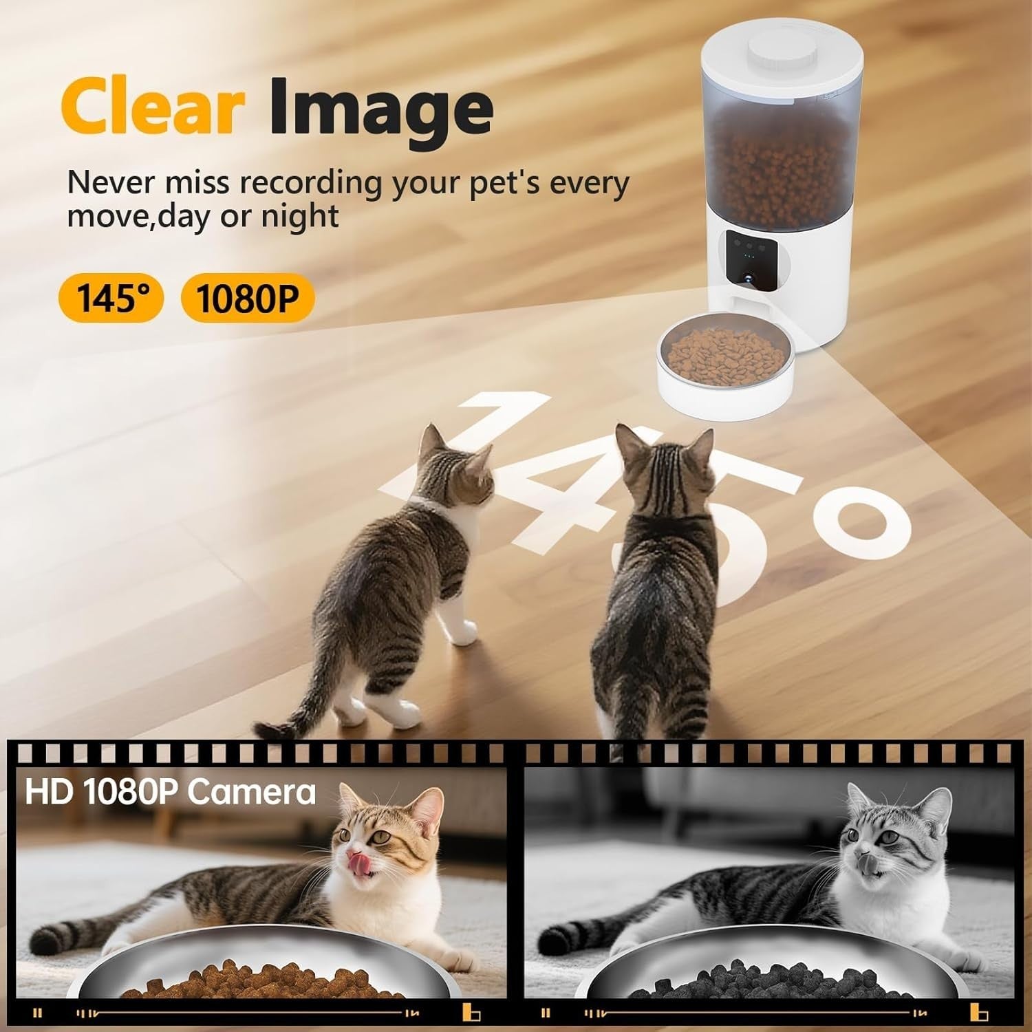 6L Smart Pet Feeder Dual Bowl 2K Camera WiFi App Auto Food Dispenser