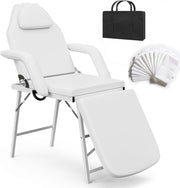 Portable Adjustable Massage Table Folding Beauty Bed Tattoo Spa Chair White