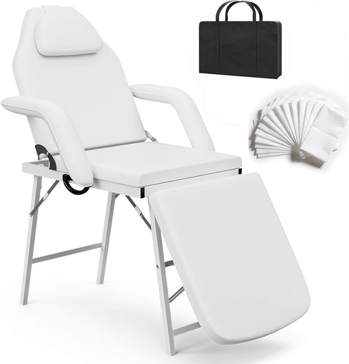 Portable Adjustable Massage Table Folding Beauty Bed Tattoo Spa Chair White