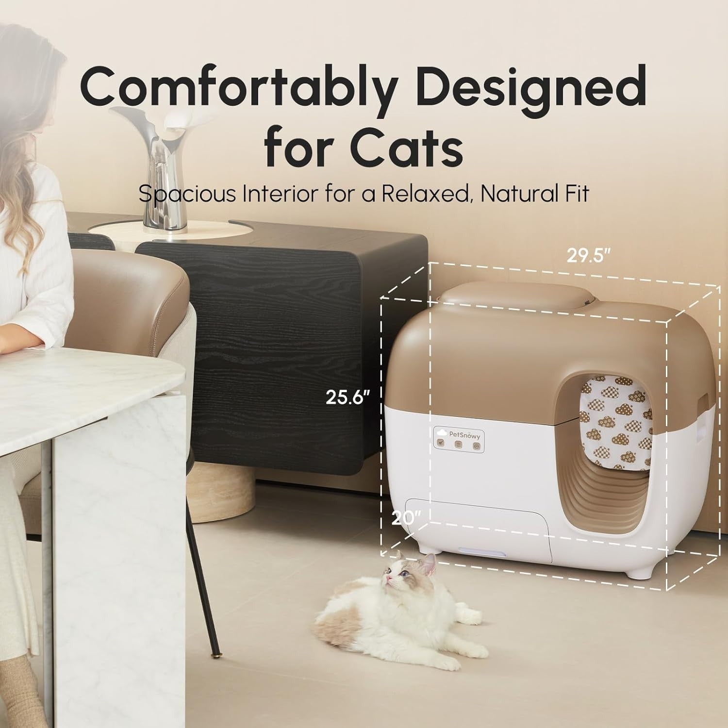 Self Cleaning Cat Litter Box Automatic App Control Odor Control Large