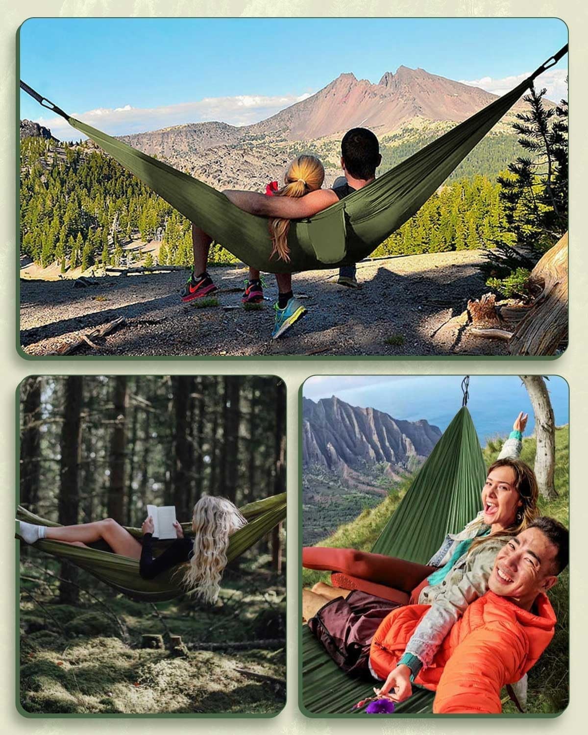 Spacious Camping Hammock with Mosquito Net, Durable 210T Nylon, Easy Setup