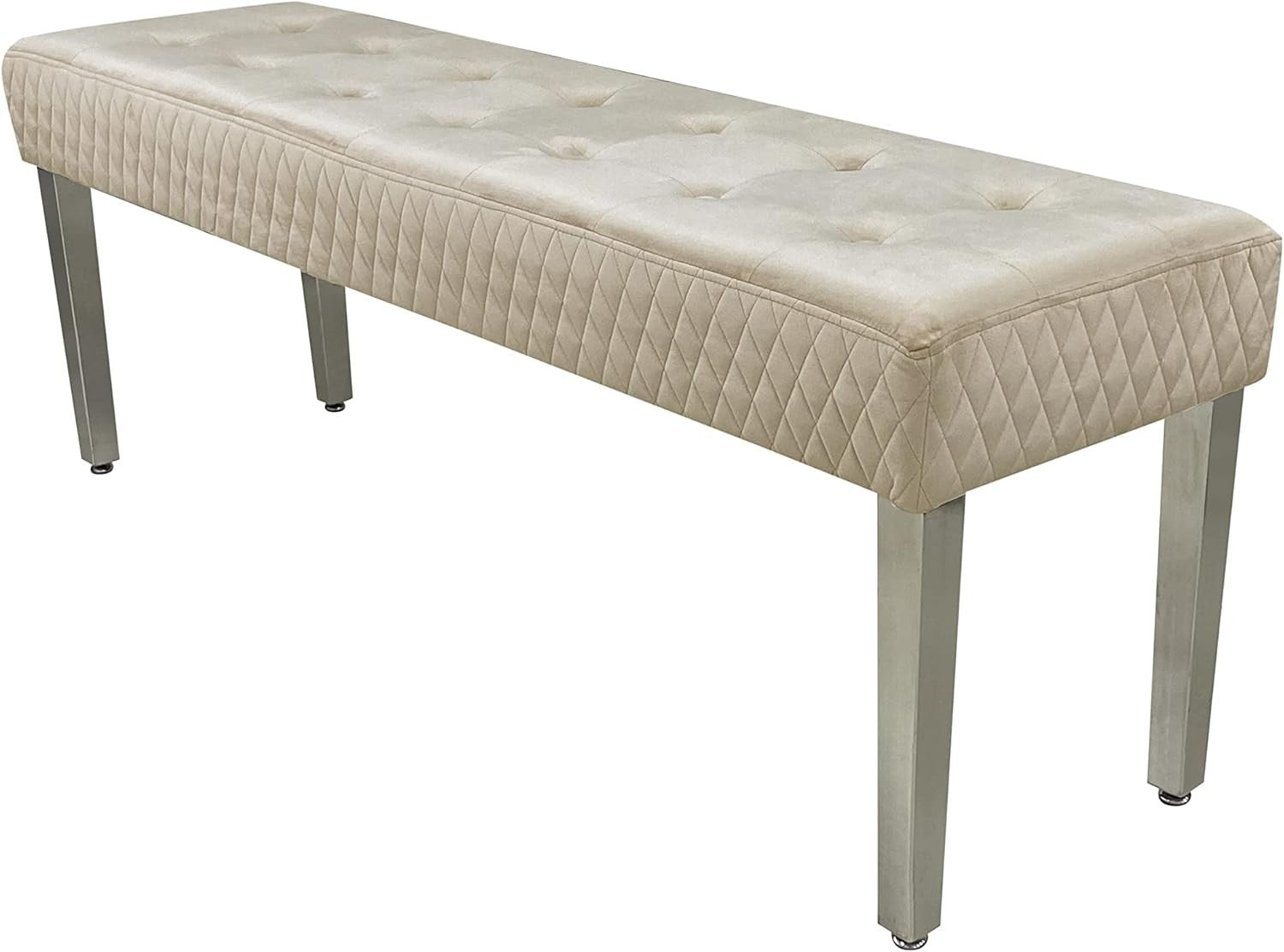 Luxury Mink Velvet 3-Seater Bench Modern Upholstered Dining & Entryway Seat