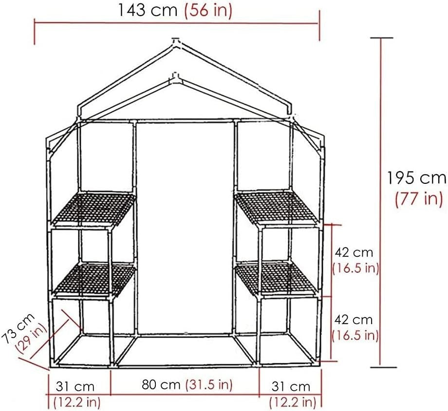 Walk-In Greenhouse 4 Shelves Waterproof PVC Cover 56x29x77in | Reinforced Frame