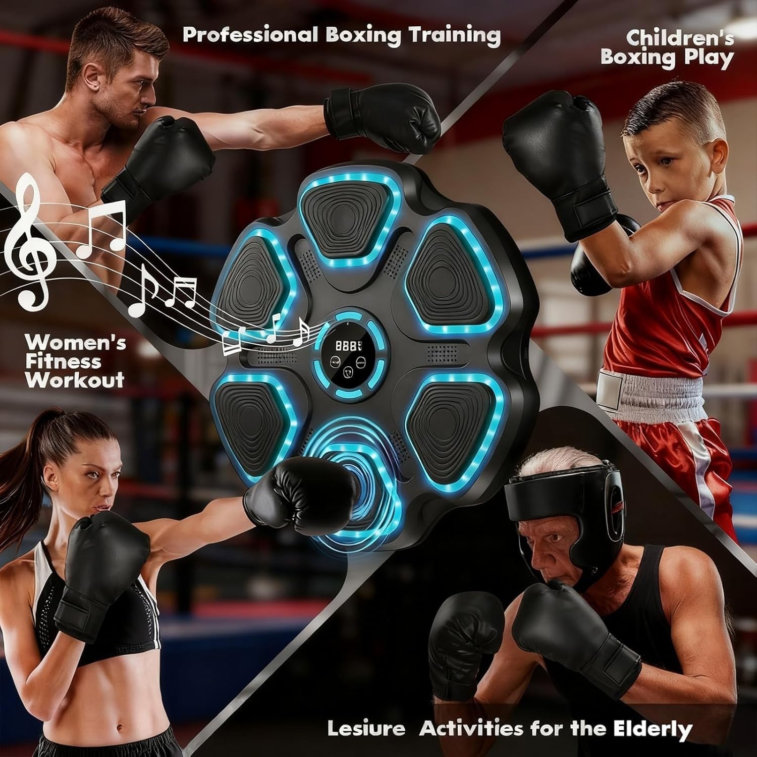 Music Boxing Machine Bluetooth LED Wall Mount Trainer Home Gym Fitness