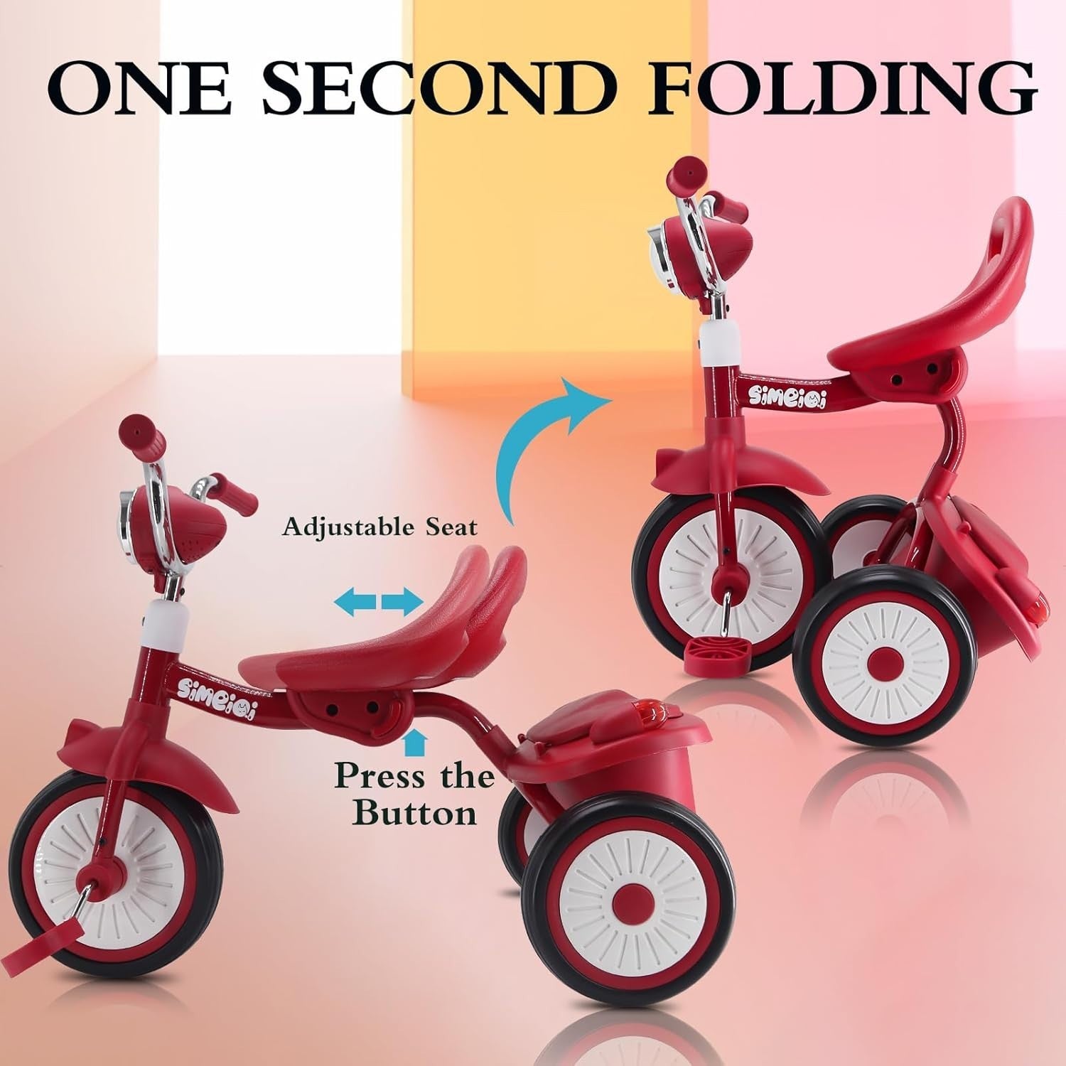Foldable Toddler Tricycle 3 Wheel Kids Trike Storage Box Age 2-5
