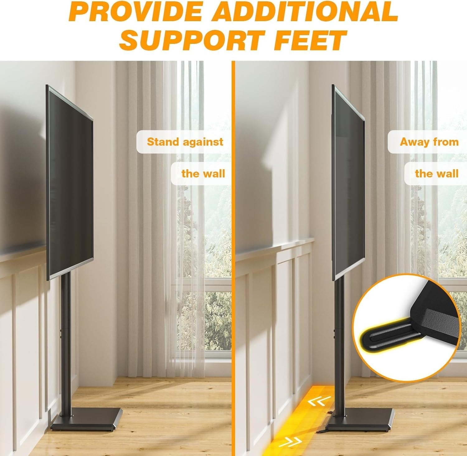 Slim Swivel TV Floor Stand for 32–55” Adjustable Corner Mount VESA 40kg - Black