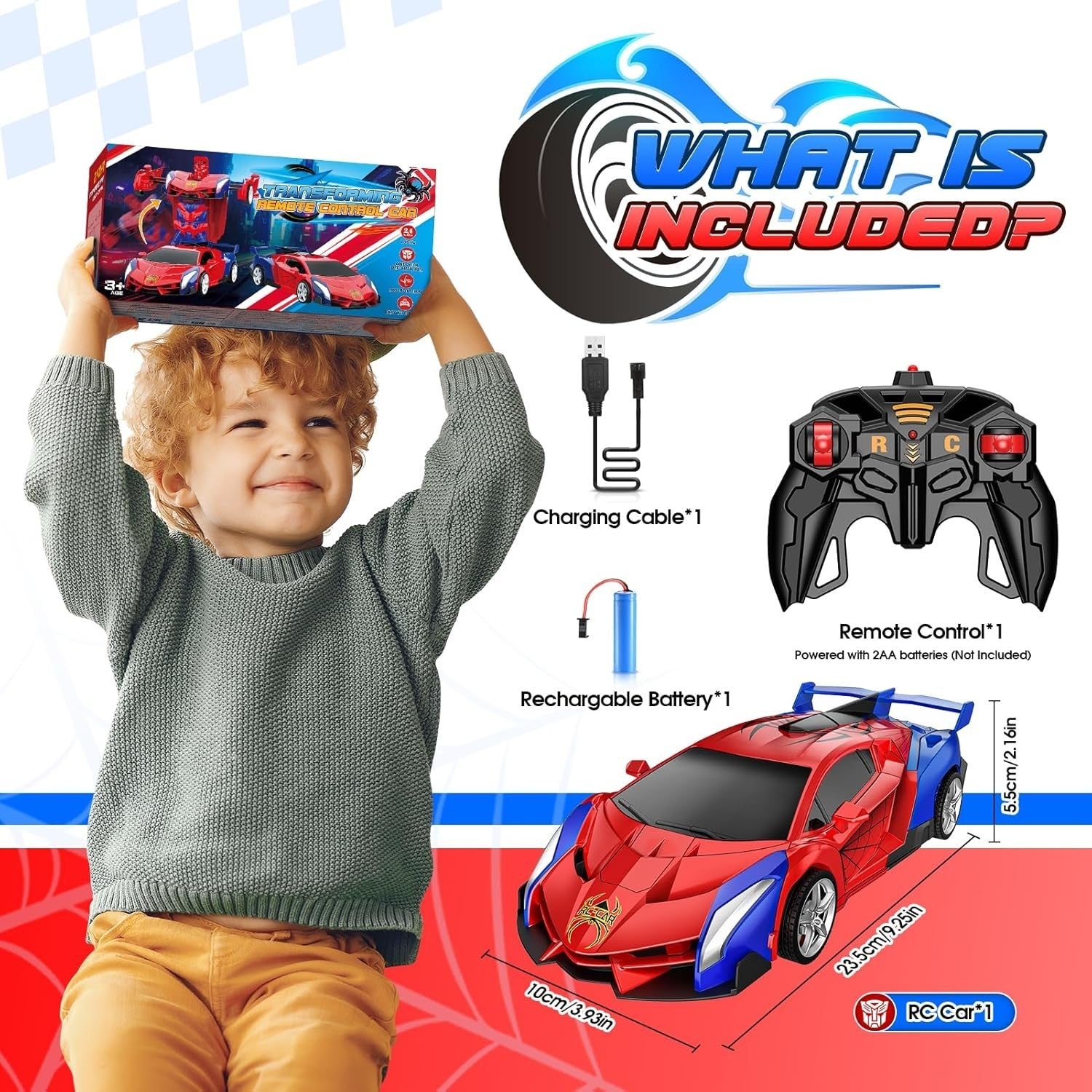 2-in-1 Transforming RC Car Robot Toy | 360° Rotation Remote Control Vehicle for