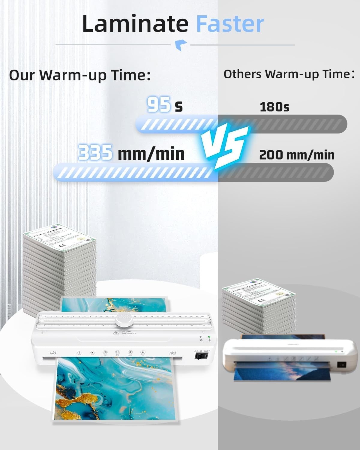 A4 Laminator Machine Hot Cold Fast Warm Up Built-In Cutter + Pouches