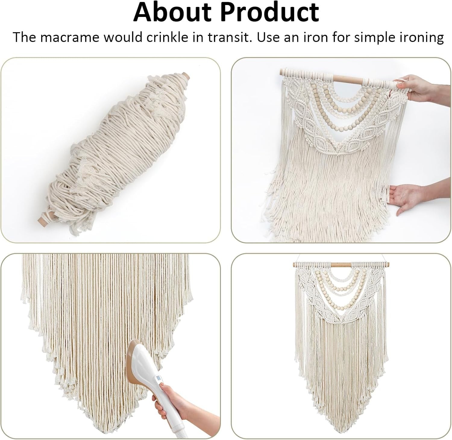 Boho Macrame Wall Hanging 42x76cm Cotton Woven Tapestry Decor
