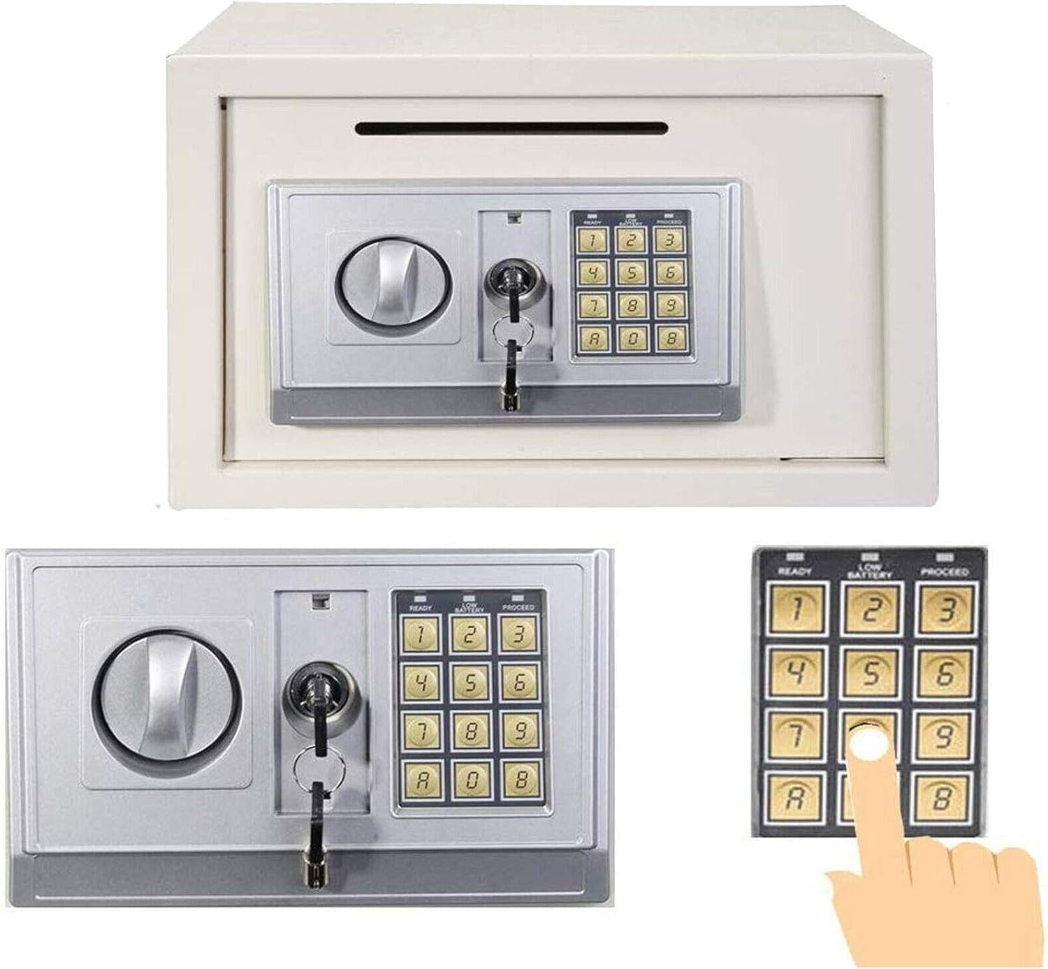16L Digital Safe Box Electronic Keypad Cash Jewelry Security White