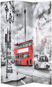 London Bus Folding Room Divider 120x170cm Wood Frame Privacy Screen