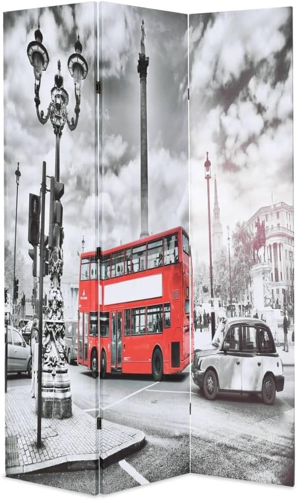 London Bus Folding Room Divider 120x170cm Wood Frame Privacy Screen