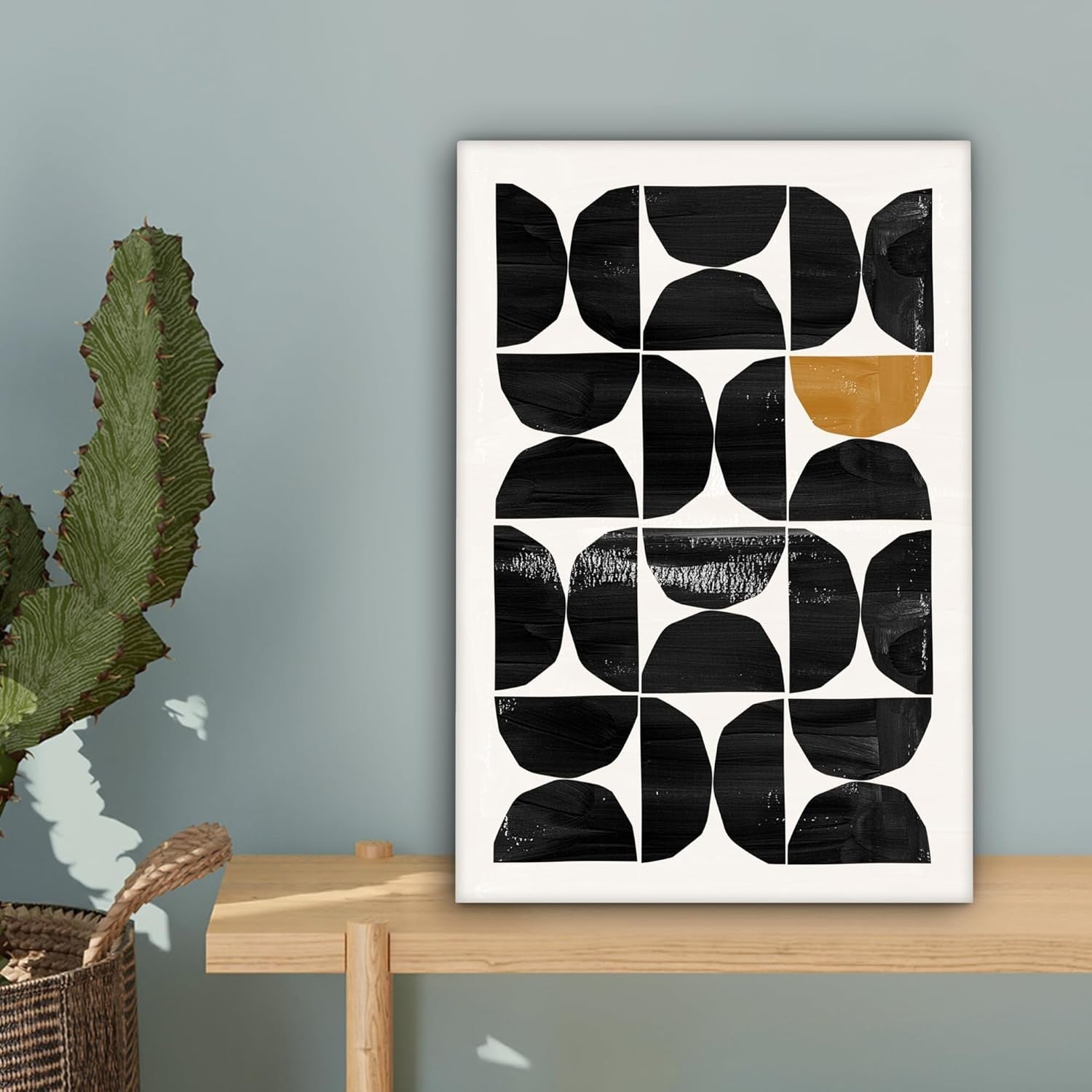 Abstract Black Beige Canvas Wall Art 20x30cm Modern Framed Print